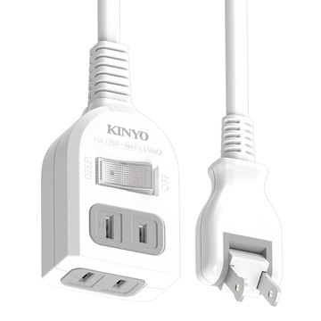 Kinyo 中繼安全延長線  1.8m  白色  1個