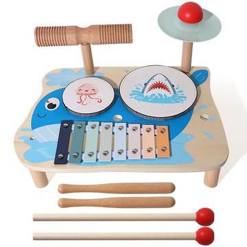 蒙氏木質玩具 早教多功能架子 鼓敲琴 手眼協調訓練玩具 認知兒童益智啟蒙玩具