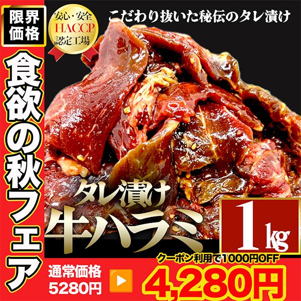 牛肉 肉 牛ハラミ 訳あり タレ漬け 赤身肉 焼肉 はらみ さがり １kg 500g×2p 厚切り お得 安い メガ盛り 小分け 業務用 バーベキュー 冷凍