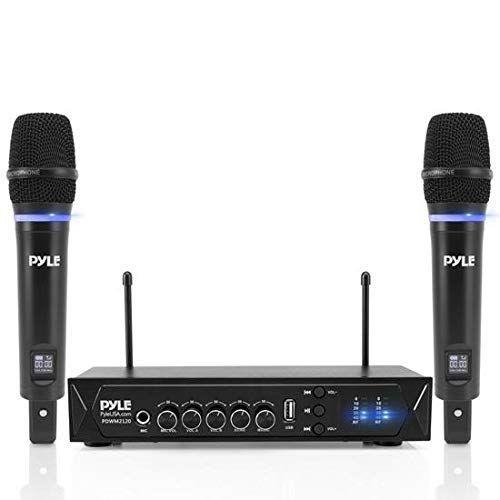 UHF 50 Channel Wireless Microphone System Rechargeable Dual Cordless