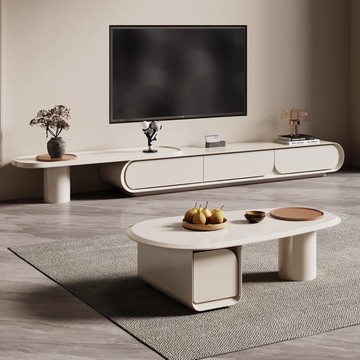 現代簡約落地可伸縮電視櫃小戶型客廳家用茶幾電視櫃組合[DD220109]