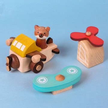 【飛行機】積木玩具 木製遊戲 | Wooderful life