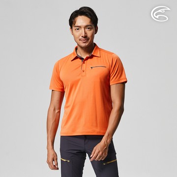 ADISI 男UPF50+防曬抑菌本布領POLO衫AL2211043 (M-2XL) 橘褐 / 城市綠洲
