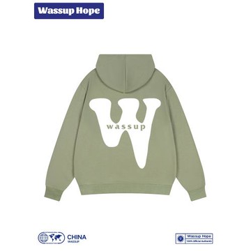 Wassup Hope衛衣連帽男士開衫外套秋季休閑印花情侶長袖中國潮牌