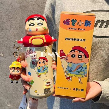 不鏽鋼保溫杯 保溫瓶🎀 新款蠟筆小新兒童保溫杯316不銹鋼上學高顏值水杯吸管杯子水壺