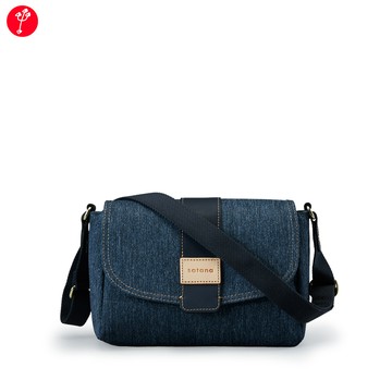 【satana】Denim 經典馬鞍包 小包 肩背 / 側背 防潑水 A5適用 台灣製 SDNN0055 - 深丹寧藍
