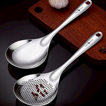PUSH!餐廳廚房用品316L不銹鋼湯勺漏勺餃子瀝水花椒漏勺過濾勺油炸火鍋大撈勺D377
