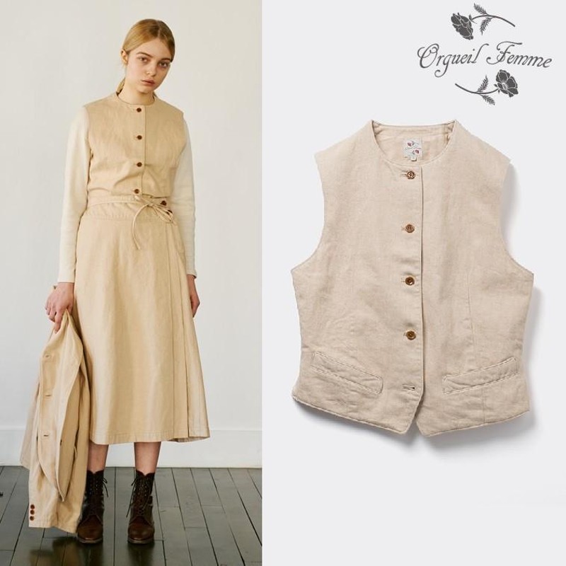 オルゲイユファム 通販 ORGUEIL Femme Cotton linen denim gilet ORF