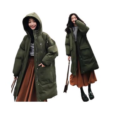 [韓國K.W.]現貨韓國空運街頭率性升溫羽絨中長版外套(保暖/升溫/羽絨棉/連帽/中長版)