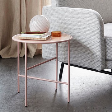 【Hübsch】 - 020914 裸粉色玻璃桌面邊桌 矮桌 茶几