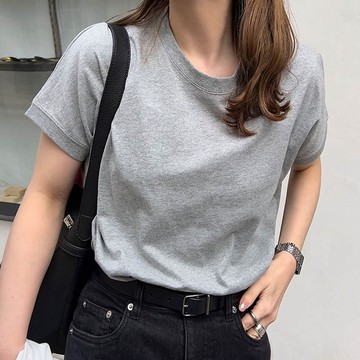 日本 Kobe Lettuce - 100%棉 修身法式袖上衣-(可選領)-灰