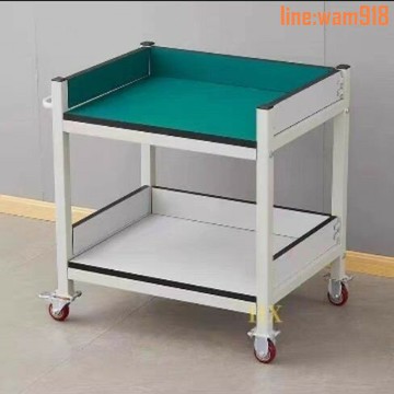 【店長推薦】雙層防靜電推車帶輪周轉車移動操作臺分揀車車間小推車