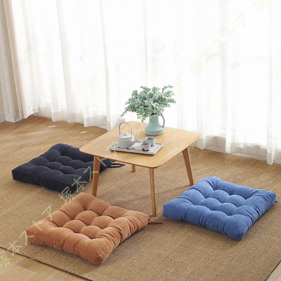 滑り止め付き 夏用 丸型 通気性 座面クッション チェアクッション 大きめ かわいい 座布団 ブルー チェアパッド 100*100cm 北欧 椅子座布団 食卓のベンチ/畳/椅子/床 チェアパッド クッション ダイニング オフィスチェア 夏 チェアパッド 低反発
