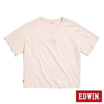 EDWIN 女裝 彩色印花寬版短袖T恤 (淡粉紅)