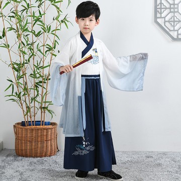 兒童漢服男童古裝唐裝薄款中國風書童國學古風少爺服夏季表演服裝