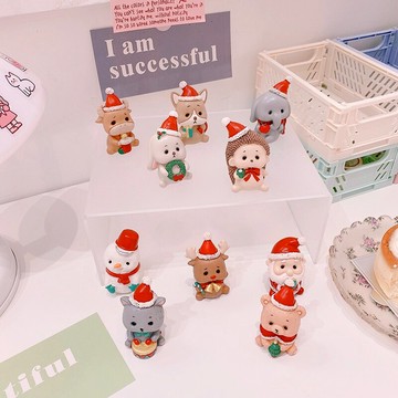 zakka可愛圣誕老人樹脂擺件 桌面裝飾麋鹿裝飾品動物小擺設