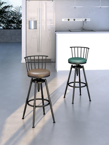 可調節螺旋升降吧臺椅家用高腳凳吧臺凳前臺凳子酒吧椅鐵藝旋轉椅