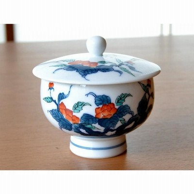 1776 有田焼畑萬陶苑 色鍋島内山水岩牡丹 茶器セット急須1 建水1湯呑蓋付4 r400
