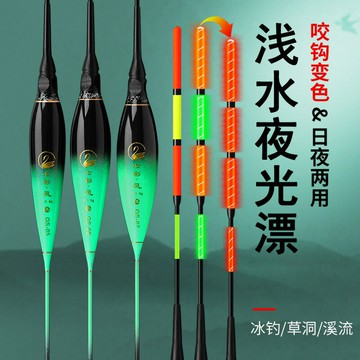 淺水電子漂日夜兩用浮釣短漂咬鉤變色夜光漂加粗醒目遠投草洞魚漂鑫弘-戶外運動