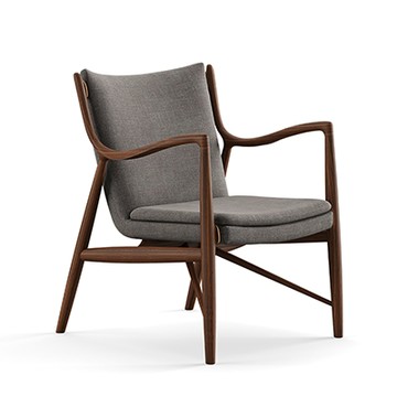 45 Chair 扶手椅（深灰布料 / 胡桃木）