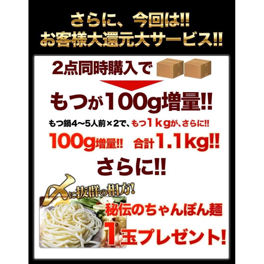 もつ鍋セットが送料無料でお取り寄せ（モツ鍋） お気軽セット４〜５人前チャンポン付き