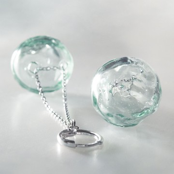 吹製玻璃耳環：氣泡系列