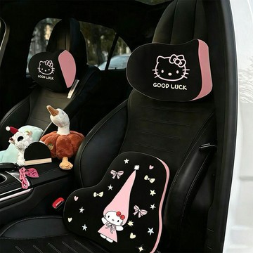 ✨臺灣出貨✨hellokitty汽車頭枕腰靠套裝主副駕駛專用開車記憶棉舒適脖子靠枕