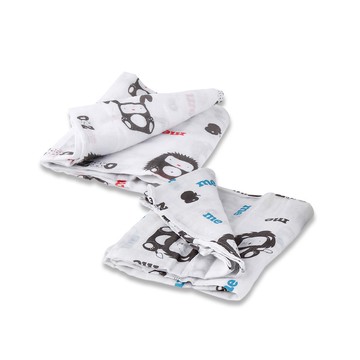 mezoome 雙層純棉紗布包巾 寶寶薄被 推車遮陽擋風 附收納袋 (土耳其藍 蜜桃紅) [台灣總代理]