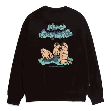 男女同款 土撥鼠印花 衛衣 - 黑色