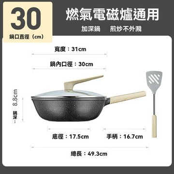 OSLE 麥飯石色不粘鍋家用炒鍋電磁爐炒菜鍋煤氣燃氣竈適用平底鍋