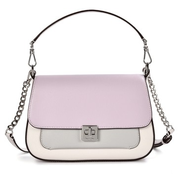 Kate spade Phoebe旋鎖粒面皮革小型肩背包 斜背包(淺紫/白)221141-1｜GoBrand購名牌