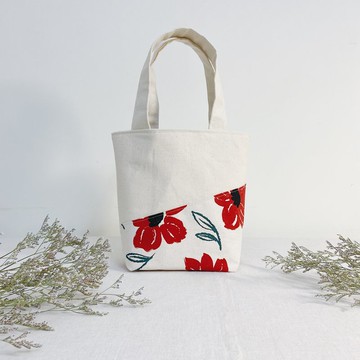 現貨小紅花系列野餐手提袋餐袋書袋