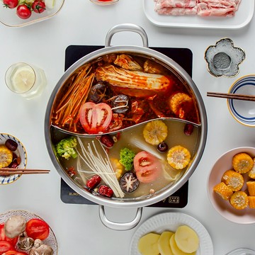 304不銹鋼鴛鴦鍋電磁爐專用加厚家用大號涮鍋火鍋分隔不串味鍋具