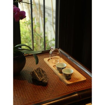 枯山楠竹茶盤小茶臺家用簡約竹制茶具迷你竹制干泡盤旅行茶具茶道
