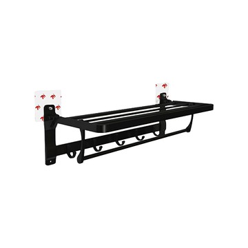 7-Nice 鋁出奇兵 收納式衛浴衣物架 鋁合金輕量化設計 上掀摺疊省空間 免釘免鑽 收納無痕  5 x 57.5 x 12cm  黑色  1個