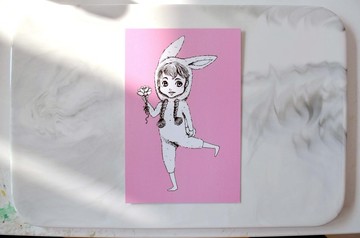 GOOKASO 兔子少年 多肉植物蘑菇王國明信片 可書寫硬卡紙材質POST