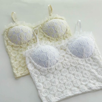 蕾絲吊帶背心女防走光裹胸式打底內衣內搭帶胸墊性感美背抹胸上衣