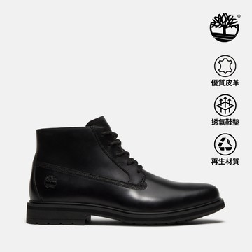Timberland 男款黑色皮革中筒靴|A5NTSW02