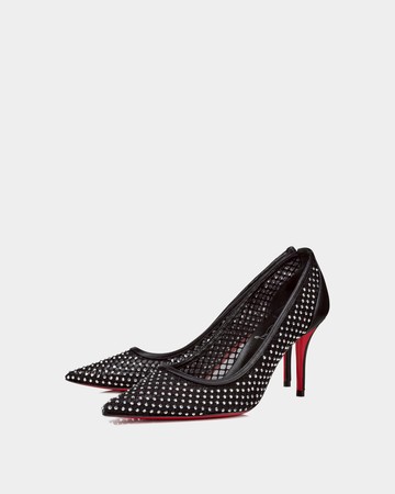 CHRISTIAN LOUBOUTIN 黑色透明水鑽高跟鞋 - 38.5