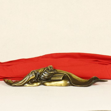 黃銅純銅達摩祖師擺件家居飾品創意觀書達摩鎮紙銅鎮尺銅壓尺筆架