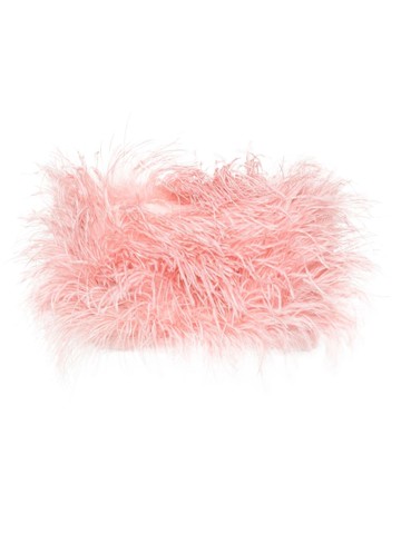 LIU JO - ostrich-feather cropped top - women - Polyester/Ostrich Feather/Elastane/Elastane/Polyester - 38 - Pink