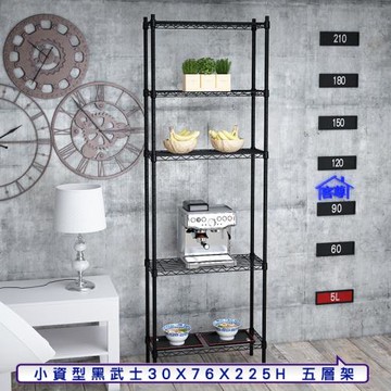 客尊屋-粗管小資型 30x76X225Hcm 黑武士五層架