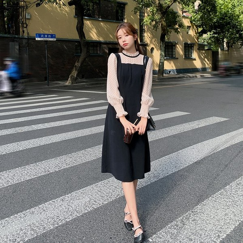 S 3l 小さいサイズ 大きいサイズサイズ 通勤 通学 パーティー バイカラー 可愛いドット柄異素材切替ワンピース Jk T 通販 Lineポイント最大0 5 Get Lineショッピング