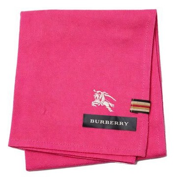 BURBERRY 桃紅素面騎士刺繡刺繡字母LOGO帕巾(38CM)