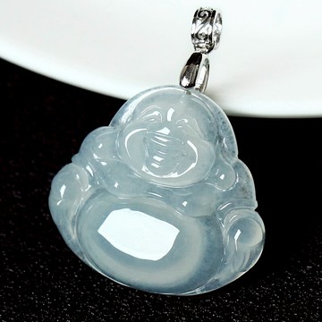 高冰種翡翠玉佛吊墜 大肚彌勒佛玉佛女士掛件緬甸天然A貨吊墜項鏈