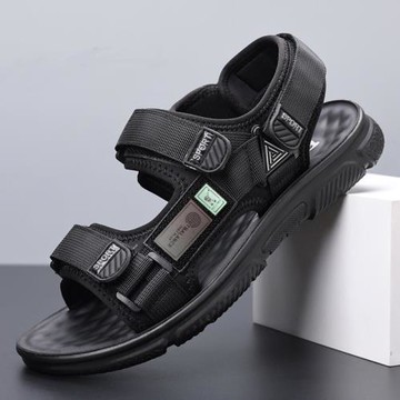 涼鞋男夏季2024新款潮男透氣百塔運動開車外穿沙灘鞋魔術貼小碼36