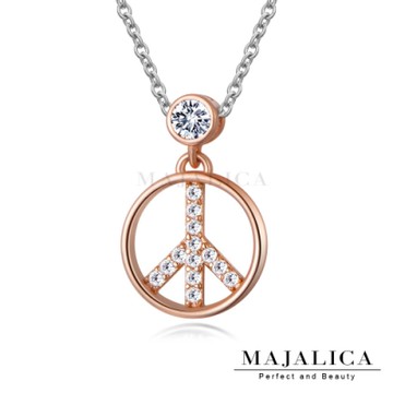 Majalica和平反戰符號鎖骨短鍊女925純銀吊墜項鍊