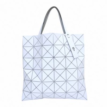 ISSEY MIYAKE  BAOBAO 雙色幾何方格6x6手提包(淺灰x灰白)霧面