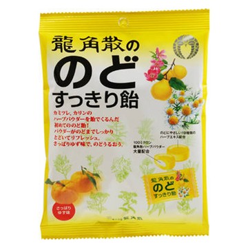 龍角散 潤喉糖 含草本粉末型 80g 清爽柚子口味