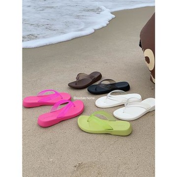 細細條 人字拖鞋女夏季外穿防臭網紅果凍帶夾腳平底沙灘涼拖ins潮